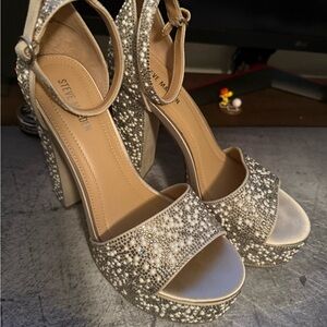 Steve Madden Glittering Silver Platform Heels